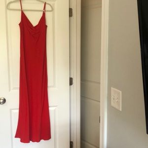 Red slip dress